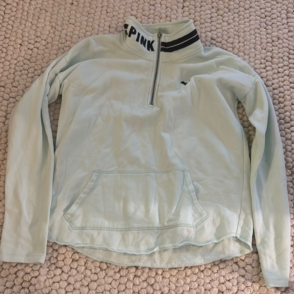 PINK Victoria's Secret Mint Quarter-Zip Pullover